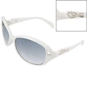   Oval Lens White Plastic Frame Sunglasses for Lady