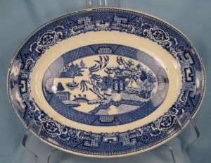 BLUE WILLOW OVAL SERVING PLATTER Homer Laughlin AS IS O  