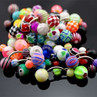 Wholesale Lot 50pcs Belly Navel Button Rings Barbells Ball Acrylic 