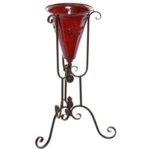 Red Metal Pot with Stand Case Pack 2
