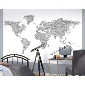  One World Black on White Pre Pasted Mural