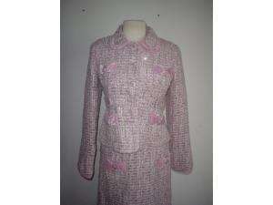 Kenzie Girl pink velvet trim sparkle skirt suit M/9  