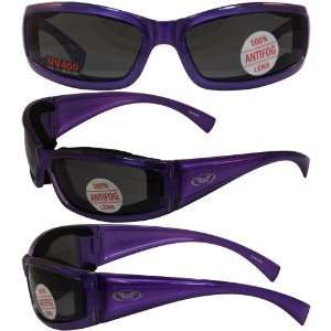   Sunglasses Translucent Purple Frame Anti fog Smoke Lens Automotive