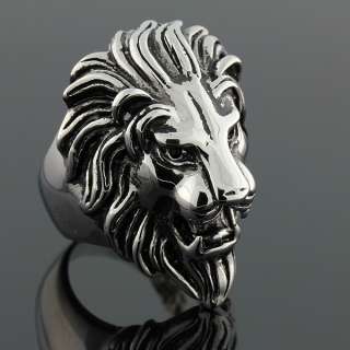 Stainless Steel Lion Head Large Fashion Mens Ring  