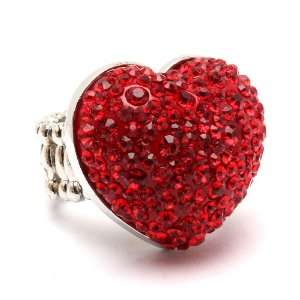  Love Heart Chunky Red Bling Heart Crystal Stones Fashion 