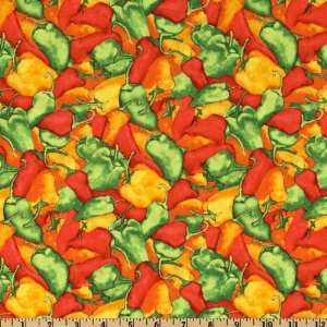  44 Wide Caliente Peppers Peppers Red/Yellow Fabric By 