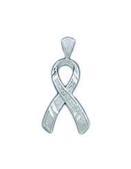 14k White Gold Breast Cancer / HIV / AIDS Awareness Ribbon Pendent