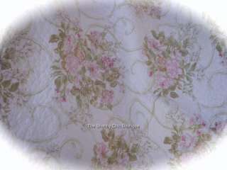 Full Queen White Quilt & Pillow Shams Bed Set Shabby Pink Country 