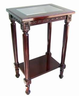 Tier Cherry Accent End Table Nightstand Glass Top NEW  