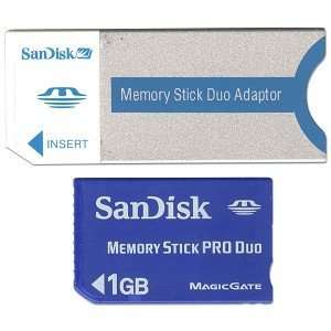  SanDisk 1GB Memory Stick Pro Duo Memory Card w/Adapter 