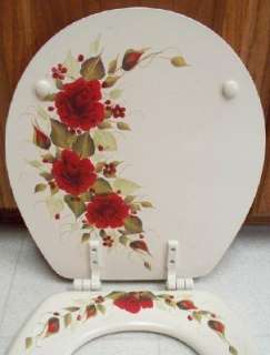 HP RED ROSES TOILET SEAT/BONE/NEW ITEM BY MB/ BEAUTIFUL  