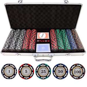 500 pc 13.5g Z Pro Poker Clay Chips Set Casino w/ Aluminum Case Cards 