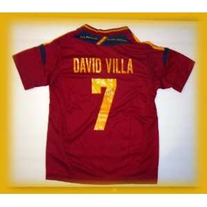  SPAIN DAVID VILLA 7 HOME FOOTBALL SOCCER KIDS JERSEY 6 7 