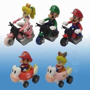   Super Mario Bros Mario Kart Pull Back Car Set Of 5: Toys & Games