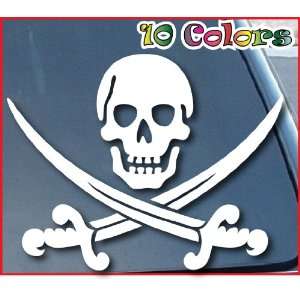  Pirate Skull Swords Crossed Car Window Sticker 9 Wide 