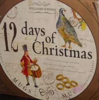 Williams Sonoma *12 DAYS OF CHRISTMAS* Mugs ~ Set of 4~  