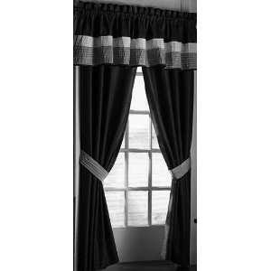  MODERN BLACK / WHITE / GREY FAUX SILK Taffeta Window Curtain 