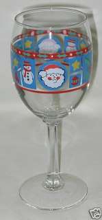 Libbey Christmas Motif Wine Glass  