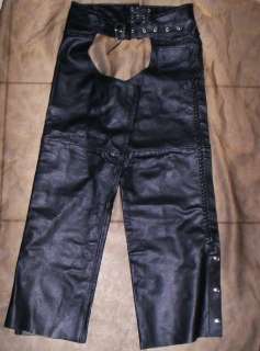 Womens Black leather Motorcycle Chaps Small  