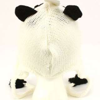 Winter Panda Bear Animal Knit Trooper Fleece Ski Hat  