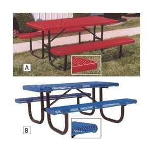 and 8 Thermoplastic Coated Steel Picnic Tables   Blue  