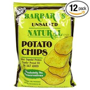 Barbaras Bakery No Salt Added Potato Chips, 5.0 Ounce Bags (Pack of 