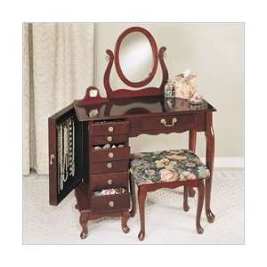  Jewelry Armoire Vanity Mirror and Bench in Cherry 